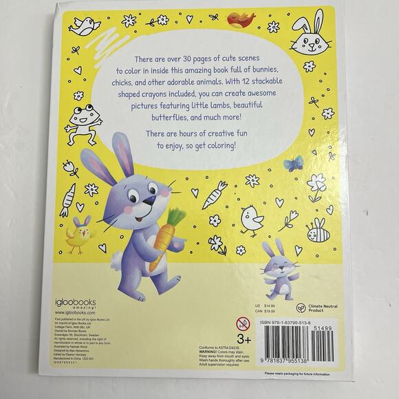 Color Mania Chicks Lambs Bunnies Coloring Set With 12 Stackable Crayons Kit - Picture 5 of 7